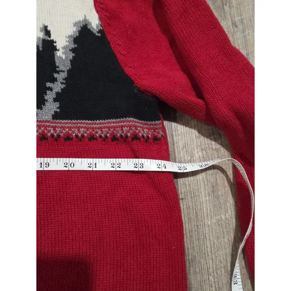 Chaps VTG Mens 2XL Sweater 1/4 Zip Red Moose Print Pullover Outdoors Cabin - Picture 6 of 10